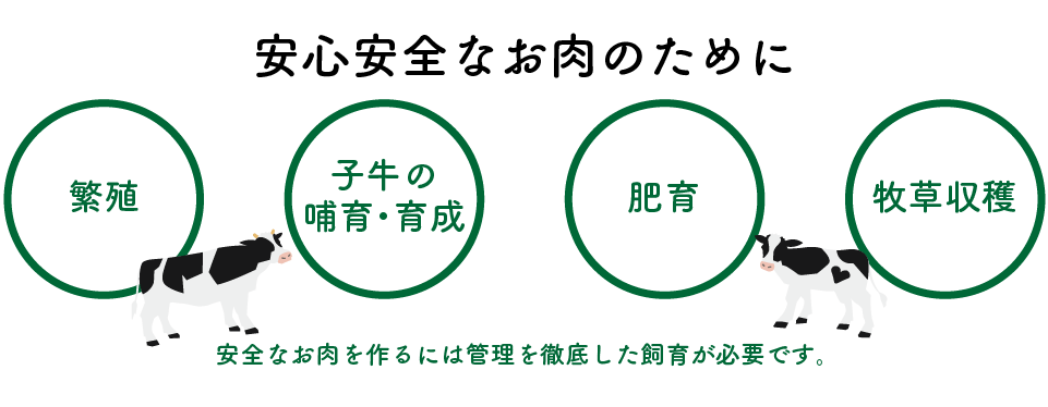 安心安全なお肉のために。安全なお肉を作るには管理を徹底した飼育が必要です。